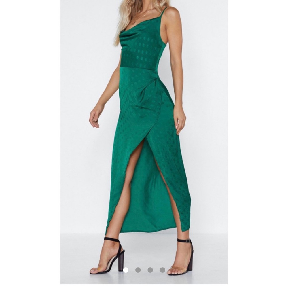 Green Polka Dot Cowl Dress